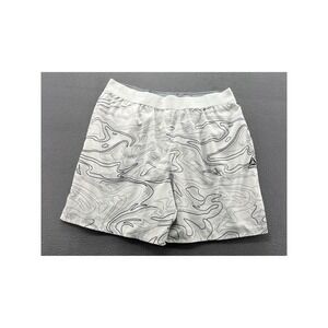 Reebok Running Shorts Mens 2XL White Black Marble Topo Print Gym Athletic Lined